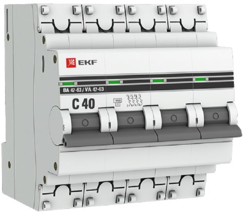 Выключатель автоматический EKF PROxima ВА47-63 4п 40А C 4.5кА картинка